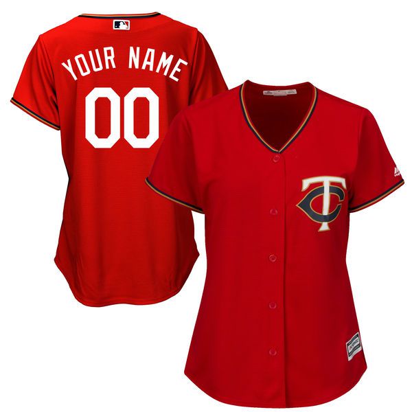 Women Minnesota Twins Majestic Red Scarlet Cool Base Alternate MLB Jersey